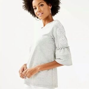Lilly Pulitzer Women's Gray Lace Sleeve Top